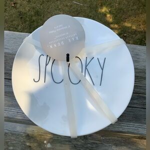 RAE DUNN Halloween “SPOOKY” Dessert Plates Melamine Ivory 6 Inch PK 4 BRAND NEW